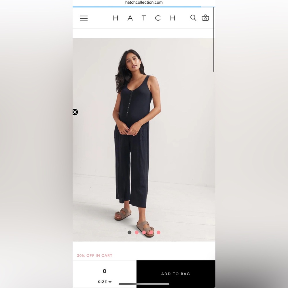 Hatch 'The 24/7 Feeding' Black Pointelle Pattern Maternity Romper / Jumpsuit